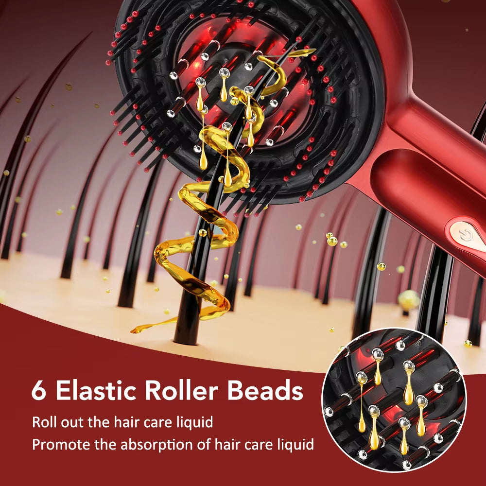 Electric Scalp Massager Comb Hair Growth Therapy Micro-Current Red & Blue Light Anti-Hair Loss Treatment Oil Applicator